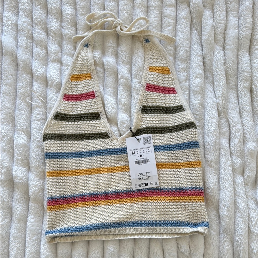 NWT | Colorful Striped Knit Halter Top | ZARA